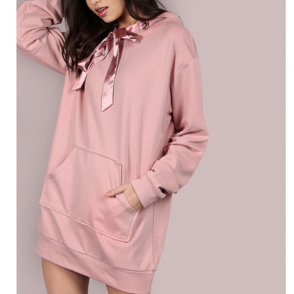 flirtitude Dresses & Skirts - NWT Pink Cozy Oversized Sweatshirt Hoodie Dress